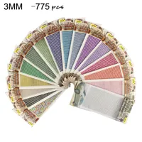 775pcs 3mm Self Adhesive DIY Colorful Rhinestone Sticker Sheet 13 Colors Crystal Ribbon with Gum Diamond Stickers for Craft Car Decorations