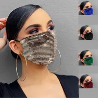 Glitter Bling Sequins Yüz Maskesi Toz Geçirmez Yıkanabilir Rüzgar Geçirmez Kullanımlık Yüz Massa Ayarlanabilir Earloop Gece Kulübü Parti Maskeleri ile