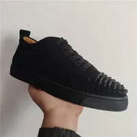 Luxury Designer Casual Shoes For Sale Red Sole Low Flat Spikes Flats Black Blue Suede Silver Diamond Men Women Sneakers With Dust Bag