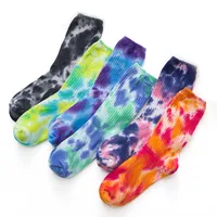Män kvinnliga strumpor färgglada tie-dye skateboard bomull harajuku hiphop strumpor sox etniska par långa sockor 6 färger