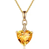 10 Pcs Gold Plated Triangle Shape Amethyst and Citrine Crystal Pendant Link Chain Necklace for Women Jewelry