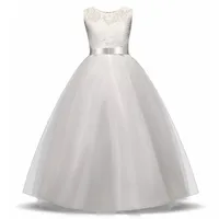 Elegant Flower Girl Dress Teenage White Formal Prom Gown for Wedding Kids Girls Long Dresses Children Clothing New Tutu Princess T200915
