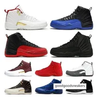 Wholesale Cheap Free Socks 12s Men Basketball shoes black white wolf flu game Sneaker Size US 7-13