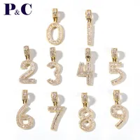 Pink Champagne Baguette Initials Number Hip Hop Pendant Chain Baguette Letter Jewelry Men&#039;s Hip Hop Pendant Jewelry