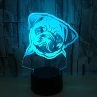 Energiebesparing Acryl LED-lamp Creative Touch Small Table Lamp Shar Pei Dog Kleurrijke Afstandsbediening 3D Nachtverlichting