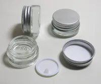 300 x perfume bottle 5g 5ml mini thick clear glass cream jar pot with aluminum lids & inner cap