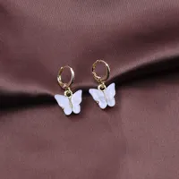 Pendientes de mariposa arylic coloreados colgantes de oreja de oreja clip de chandelier mujer anillos de joyería de moda Will y Sandy