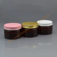 120ml braune Creme Glas Cometic Packaging 120g Pet Jar Kunststoffbehälter mit weiß / pink / gold Aluminiumabdeckung