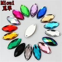 Micui 200PCS 9*18mm Sewing Crystals Flatback Rhinestones Sew On Acrylic Stone Horse Eye Strass Crystal for Clothes Jewelry ZZ602