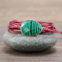 Charm Bracelets Fashion Bracelet Synthetic Malachite Stones Rope Wrap Unique Handmade Ethnic Long Friendship Drop