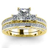 Mode Femme rempli d'or de mariée mariage Bague en or bijoux à la mode Promise CZ pierre Bagues de fiançailles pour les femmes