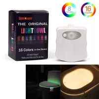 Toilet Night Light Étanche Rétro-éclairé Coleur Smart Pir Mouvement Capteur WC Lampe 8 Couleur 16 Couleurs pour salle de bain