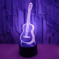 3D LED Night Lights Touchez la télécommande Guitare Lumière Atmosphère 3D Visual Light Lampe de table à sept couleurs pour cadeau de Noël de fête