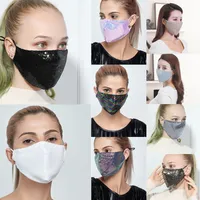 Sequin Fashion Face Mask Designer Gezichtsmaskers Luxe Volwassen Bling Diamant Facemask kan worden ingevoegd met filter PM2.5 Wasbaar zonneschermmasker