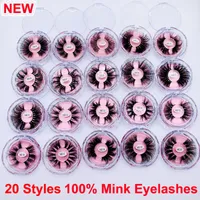 3D Mink Eyelashes 25mm False Eye Wimpers Makeup 100% Mink Eyelashes 20 stijlen Handgemaakte Natuurlijke Dramatische Volumb Dikke 5D lange oog wimpers