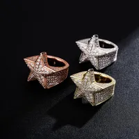HIPHOP Star Rings voor Mannen Iced Out Nightclub Hip Hop Diamond Ring Merk Design 18K Vergulde Sieraden