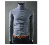 Collar Inverno Quente Tops Homme Casual Magro Pano Moda Sólidos Man Bottoming shirt Designer Thick alta