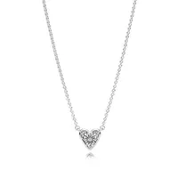 New 100% 925 Sterling Silver Round Heart-shaped Romantic With Clear CZ Simple Necklace For Women Original Fashion Jewelry Gifts 2