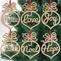 US Stock Christmas lettera di legno cuore 6pcs Bubble Pattern / pacchetto ornamento dell'albero di Natale decorazioni per la casa del Festival ornamenti Hanging regalo