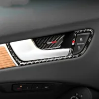 En fibre de carbone Intérieur de voiture Manche de porte Garniture de porte Bowl autocollants de décoration pour Audi A4 2009-2016 Accessoires