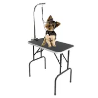 Waco 32 polegadas portátil Pet mesa de grooming, ferramentas de beleza do noivo, pernas de aço dobrável borracha ajustável tapete de borracha, animais de estimação cães gatos coelho chuveiro secador tabelas, preto
