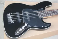 Fábrica Personalizado Preto 5-String Elétrico Baixo Guitarra com Pickguard Preto, Double Rock Bridge, pode ser personalizado