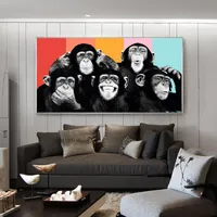 Lustige Affen Graffiti Leinwand Gemälde an der Wand Poster und Drucke Moderne Tiere Wand-Deko Leinwandbilder Kinderzimmer Dekor