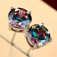 925 Boucles d'oreilles en diamant argenté Rainbow Crystal Moucles d'oreilles Femmes Bonnes d'oreille Bijoux de mode Volonté et sablene