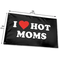 Jag älskar Hot Moms Flagga 150x90cm 3x5ft Utskrift Polyester Club Team Sport Inomhus med 2 mässingsgrommets, Gratis frakt