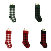 Örme Noel çorap Buffalo Noel Stoklama Ekose Noel Çorap Şeker Hediye Çanta Kapalı Noel Dekorasyon Kontrol