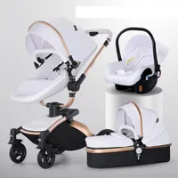 Детская коляска 3 в 1 роскошная коляска для новорожденной кожаная кожаная троллейбус