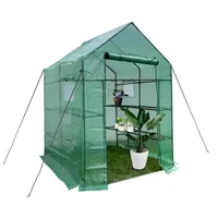 미니 워크 인 온실 실내 야외 -2 계층 8 선반 - 휴대용 식물 원예 온실 (56L x 56W x 76h 인치) 재배 식물 허브 꽃 A49