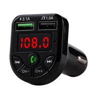 FM-adapter Bluetooth Auto Charger FM-zender met Dual USB-adapter Handfree MP3-speler Ondersteuning TF-kaart voor iPhone Samsung Universa