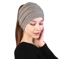 autumn winter hat Ponytail Beanie Women Stretch Knitted Crochet Beanies cap Hats For Women Warm Lady