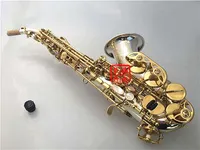 Ny Yanagisawa SC-9937 Liten krökt nacke sopran saxofon B Plant högkvalitativ mässing Nickel silverpläterad sax med munstycke