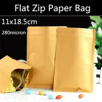 Neue Art und Weise 100pcs / lot 11cm * 18.5cm Kraft Paper Zip-Lock Beutel Food Grade Tasche Geschenk-Verpackung