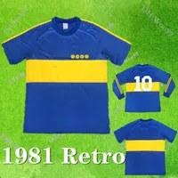 1981 Retro Boca Juniors Soccer Jerseys Vintage Voetbal Shirts Home Blauw Geel Maradona Klassieke Antieke Camisetas Boca Juniors Lange Mouw