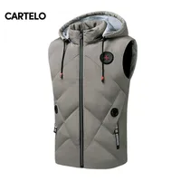 Cartelo 남자 조끼 패션 새로운 따뜻한 후드 슬림 편안한 캐주얼 조끼 남자 201119