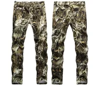 Calças de jeans masculinas Mens Snake Pele Impressão Camoflagem Original Slim Hip Hop Calças de Rock Homens Skinny Streetwear 29-381