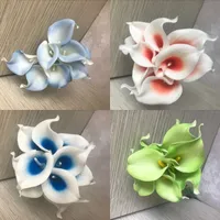 Donanma Mavi Picasso Calla Lilyum Gerçek Dokunmatik Çiçekler Düğün Buketleri için Centerpieces Yapay Çiçekler Düğün için 183 K2