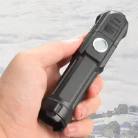 Teleskopisk Zoom Torch Bländning Ficklampa USB Laddning 18650 ficklampa Portable Spotlight Långdistanssljus298b