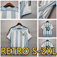 2006 Wereldbeker Argentinië Retro Soccer Jersey Home Shirt Messi 19 Carlos Tevez Roman Riquelme Cambiasso Crespo Gabriel Heinze Voetbal Shirt