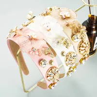 Spitze Blume Stirnband für Frau Luxus Bunte Sparkly Kristall Perlen Haarband Braut Hochzeit Haar Zubehör