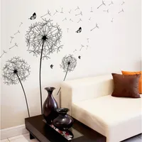 [Zooyoo] Grande dandelione nero Adesivi murali floreale decorazione della casa soggiorno camera da letto mobili art decalcomanie farfalle murales 201203