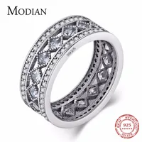 Modian Style Classic Real 925 Sterling Silver Square Ring Mode Bruiloft Luxe Sieraden Sprankelen CZ Dames Valentine's Gift 220216