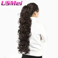 USMEI 32 inç Uzun Kıvırcık Pençe Klip Kuyruk Sahte Saç Uzantıları Yanlış Saç Kuyrukları At Tress Sentetik Hairpieces 220208