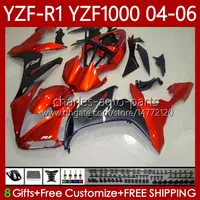 Motorrad-Karosserie für Yamaha YZF-R1 YZF R 1 1000 CC 2004-2006 Bodys 89NO.151 YZF1000 YZF R1 1000cc YZFR1 04 05 06 YZF-1000 2004 2005 2006 OEM-Verkleidungsset Orange Licht