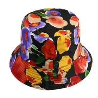 New Fashion Reversible Poppy Flower Stampa floreale Pescatore Caps Secchio Cappelli da uomo Donne Estate Gorras