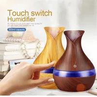 300ml USB Aroma Ultrasonic Air Humidifier Wood Grain with RGB 7colors LED Light Essential Oil Diffuser Electric Mist Maker for Home a15