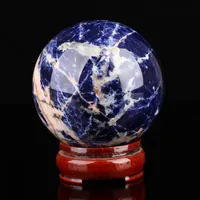 Sodalite natural Sheen Black Blue-veia pedra Esfera Esfera feita à mão 50-100mm